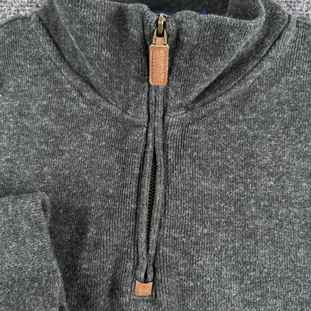 Polo Ralph Lauren Quarter Zip Mens XL Extra Large Gray Pink Pony Cotton Sweater